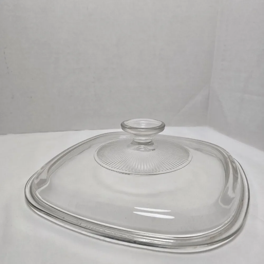 Vintage Pyrex Corning Ware A9C A Square Lid Clear Glass Lid Replacement Ribbed